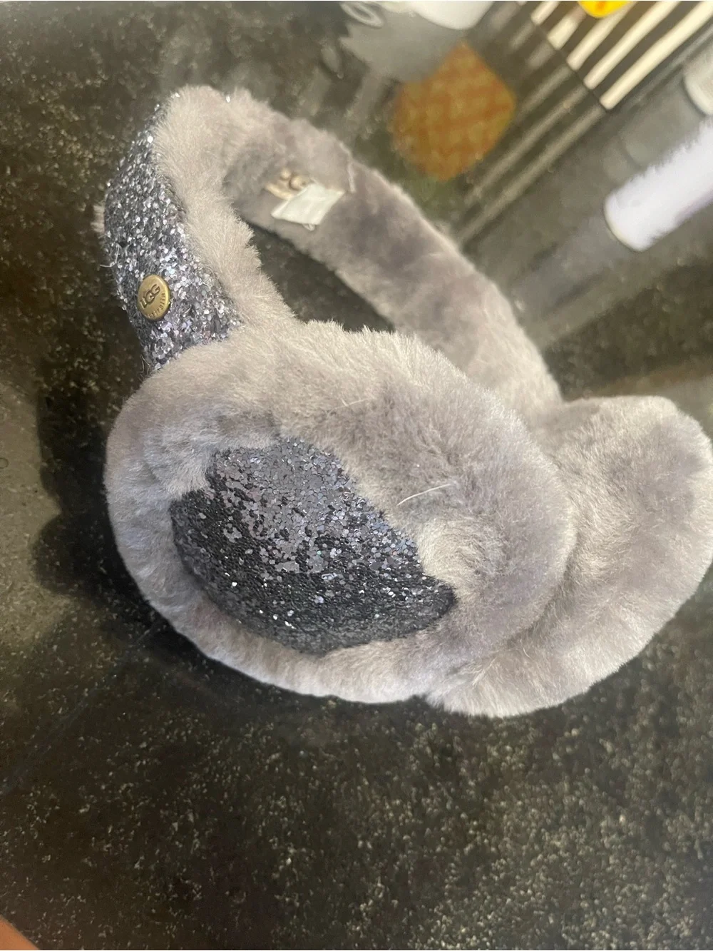 UGG kids, glitter gray earmuffs